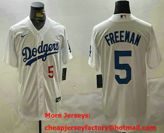Men's Los Angeles Dodgers #5 Freddie Freeman Number White Limited Fashion Stitched Jersey