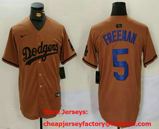 Men's Los Angeles Dodgers #5 Freddie Freeman Olive Cool Base Limited Stitched Jersey