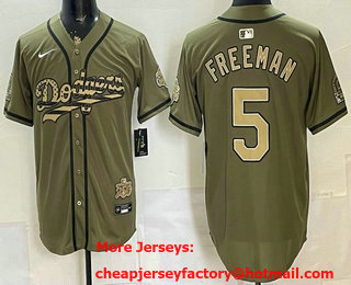 Men's Los Angeles Dodgers #5 Freddie Freeman Olive USA 2026 World Series Champions Limited Jersey