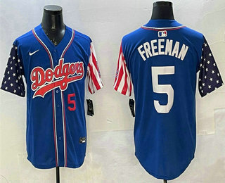 Men's Los Angeles Dodgers #5 Freddie Freeman Royal Limited Stitched Jersey
