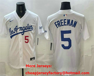 Men's Los Angeles Dodgers #5 Freddie Freeman White Alternate Stadium Jersey