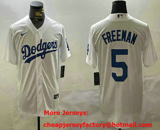 Men's Los Angeles Dodgers #5 Freddie Freeman White Limited Fashion Stitched Jersey