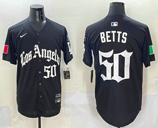 Men's Los Angeles Dodgers #50 Mookie Betts Black Alternate Mexico Limited Jersey