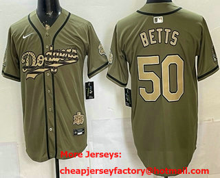 Men's Los Angeles Dodgers #50 Mookie Betts Olive 2026 World Series Champions Limited Jersey