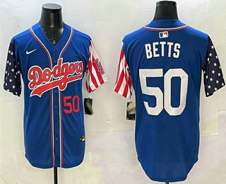 Men's Los Angeles Dodgers #50 Mookie Betts Royal Limited Stitched Jersey