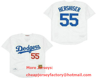 Men's Los Angeles Dodgers #55 Orel Hershiser White 1988 Throwback Jersey