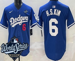 Men's Los Angeles Dodgers #6 Hyeseong Kim Blue 2025 World Series Limited Jersey