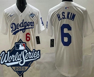 Men's Los Angeles Dodgers #6 Hyeseong Kim White 2025 World Series Limited Jersey