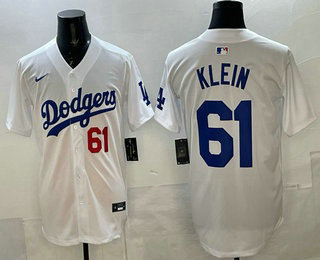 Men's Los Angeles Dodgers #61 Will Klein White Cool Base Jersey