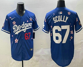 Men's Los Angeles Dodgers #67 Vin Scully Blue 2025 Tokyo Series Limited Jersey