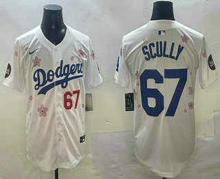 Men's Los Angeles Dodgers #67 Vin Scully White 2025 Tokyo Series Limited Jersey