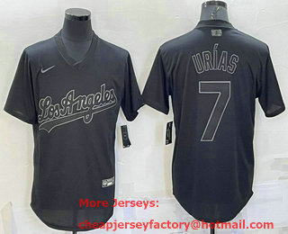 Men's Los Angeles Dodgers #7 Julio Urias Black Pullover Turn Back The Clock Stitched Cool Base Jersey