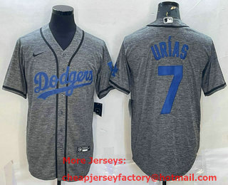 Men's Los Angeles Dodgers #7 Julio Urias Grey Gridiron Cool Base Stitched Baseball Jersey
