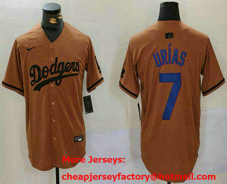 Men's Los Angeles Dodgers #7 Julio Urias Olive Cool Base Limited Stitched Jersey