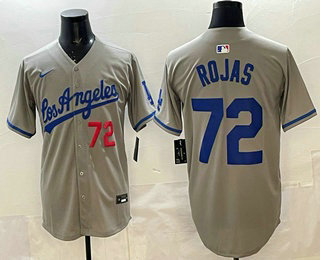 Men's Los Angeles Dodgers #72 Miguel Rojas Gray Alternate Limited Jersey