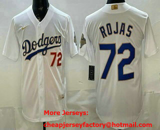 Men's Los Angeles Dodgers #72 Miguel Rojas White 2026 Gold Collection Stadium Jersey