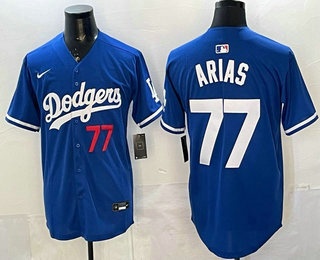 Men's Los Angeles Dodgers #77 Arias Blue Limited Stitched Jersey