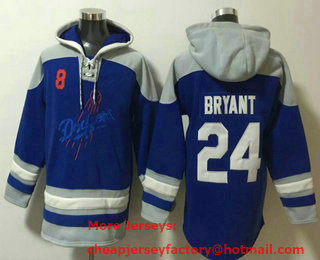 Men's Los Angeles Dodgers #8 #24 Kobe Bryant Blue Ageless Must Have Lace Up Pullover Hoodie