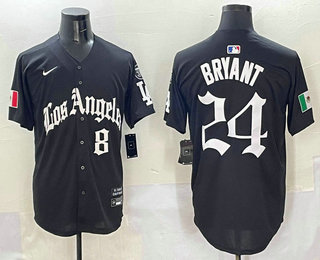 Men's Los Angeles Dodgers #8 24 Kobe Bryant Black Alternate Mexico Limited Jersey
