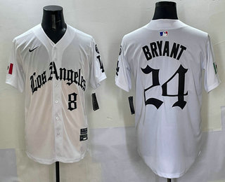 Men's Los Angeles Dodgers #8 24 Kobe Bryant White Alternate Mexico Limited Jersey