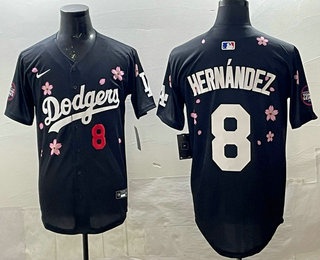Men's Los Angeles Dodgers #8 Enrique Hernandez Black 2025 Tokyo Series Limited Jersey