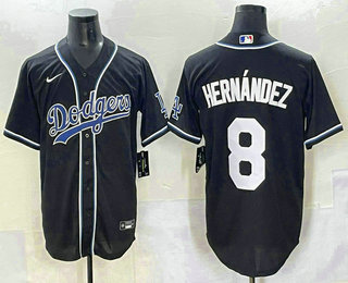 Men's Los Angeles Dodgers #8 Enrique Hernandez Black Fashion Baseball Jersey