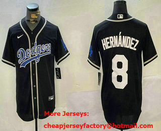 Men's Los Angeles Dodgers #8 Enrique Hernandez Black Fashion Cool Base Stitched Jersey