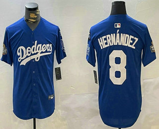 Men's Los Angeles Dodgers #8 Enrique Hernandez Blue 2024 World Series With Fernando 34 Fashion Limited Stitched Jersey