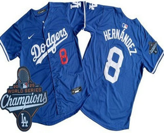 Men's Los Angeles Dodgers #8 Enrique Hernandez Blue 2025 World Series Champions Limited Jersey