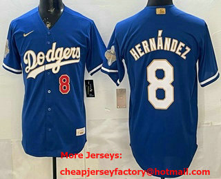 Men's Los Angeles Dodgers #8 Enrique Hernandez Blue 2026 Gold Collection Limited Jersey