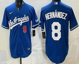Men's Los Angeles Dodgers #8 Enrique Hernandez Blue Alternate Stadium Jersey