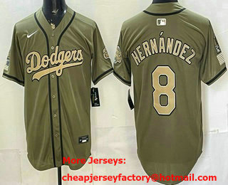 Men's Los Angeles Dodgers #8 Enrique Hernandez Olive 2026 World Series Champions Limited Jersey
