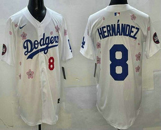 Men's Los Angeles Dodgers #8 Enrique Hernandez White 2025 Tokyo Series Limited Jersey