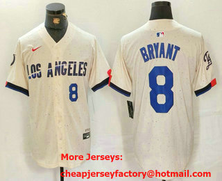 Men's Los Angeles Dodgers #8 Kobe Bryant Number Cream 2024 City Connect Limited Stitched Jersey