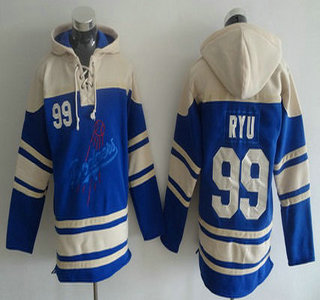 Men's Los Angeles Dodgers #99 Hyun-Jin Ryu Blue Alternate MLB Hoodie