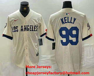 Men's Los Angeles Dodgers #99 Joe Kelly Cream 2024 City Connect Limited Stitched Jersey