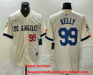 Men's Los Angeles Dodgers #99 Joe Kelly Number Cream 2024 City Connect Limited Stitched Jersey