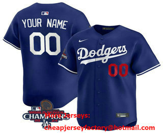 Men's Los Angeles Dodgers Active Player Cuatom Royal 2024 World Series Champions Limited Stitched  Jersey