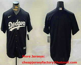 Men's Los Angeles Dodgers Blank Black Cool Base Stitched Jersey