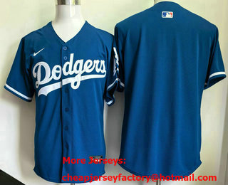Men's Los Angeles Dodgers Blank Blue Stitched Cool Base Nike Jersey
