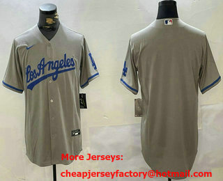 Men's Los Angeles Dodgers Blank Grey With los Cool Base Stitched Jersey