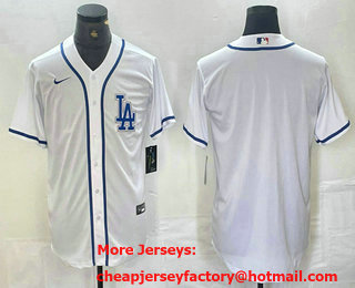 Men's Los Angeles Dodgers Blank White Cool Base Stitched Baseball Jersey 01