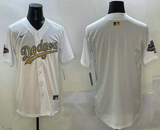 Men's Los Angeles Dodgers Blank White 2025 Gold Collection Limited Stitched Jersey