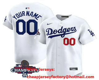 Men's Los Angeles Dodgers Customized White 2024 World Series Champions Home Limited Stitched Jersey