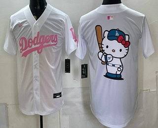 Men's Los Angeles Dodgers Hello Kitty White Pink Vapor Limited Stitched Jersey