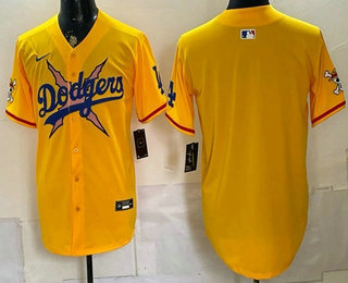 Men's Los Angeles Dodgers x One Piece Blank Yellow Vapor Premier Limited Stitched Jersey