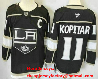 Men's Los Angeles Kings #11 Anze Kopitar Black With LA 2024 Stitched Jersey