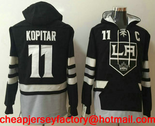 Men's Los Angeles Kings #11 Anze Kopitar NEW Black Pocket Stitched NHL Old Time Hockey Hoodie