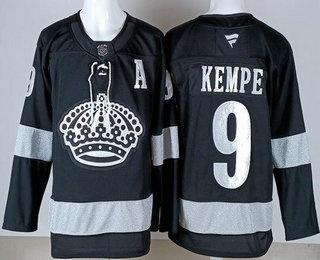 Men's Los Angeles Kings #9 Adrian Kempe Black Alternate 2025 Authentic Jersey