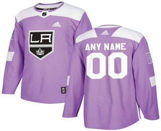 Men's Los Angeles Kings Purple Adidas Hockey Fights Cancer Custom Practice Jersey